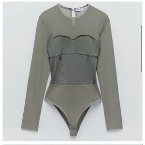 Zara White Label Combination Knit Corset Sweater Mesh Style Blogger Fav Bodysuit
